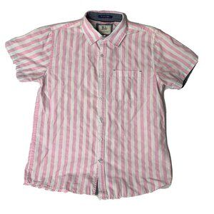 Rebel James & Charli Men’s Medium Button Up Shirt Short Sleeve Pink White